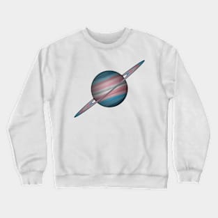 Planet and Rings in Transgender Pride Flag Colors Crewneck Sweatshirt